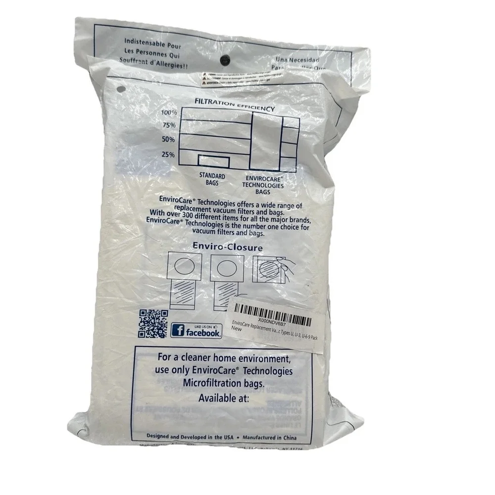 6 EnviroCare Micro Filtration Vacuum Bag Panasonic‎ Upright Type U-1 U-3 U-6